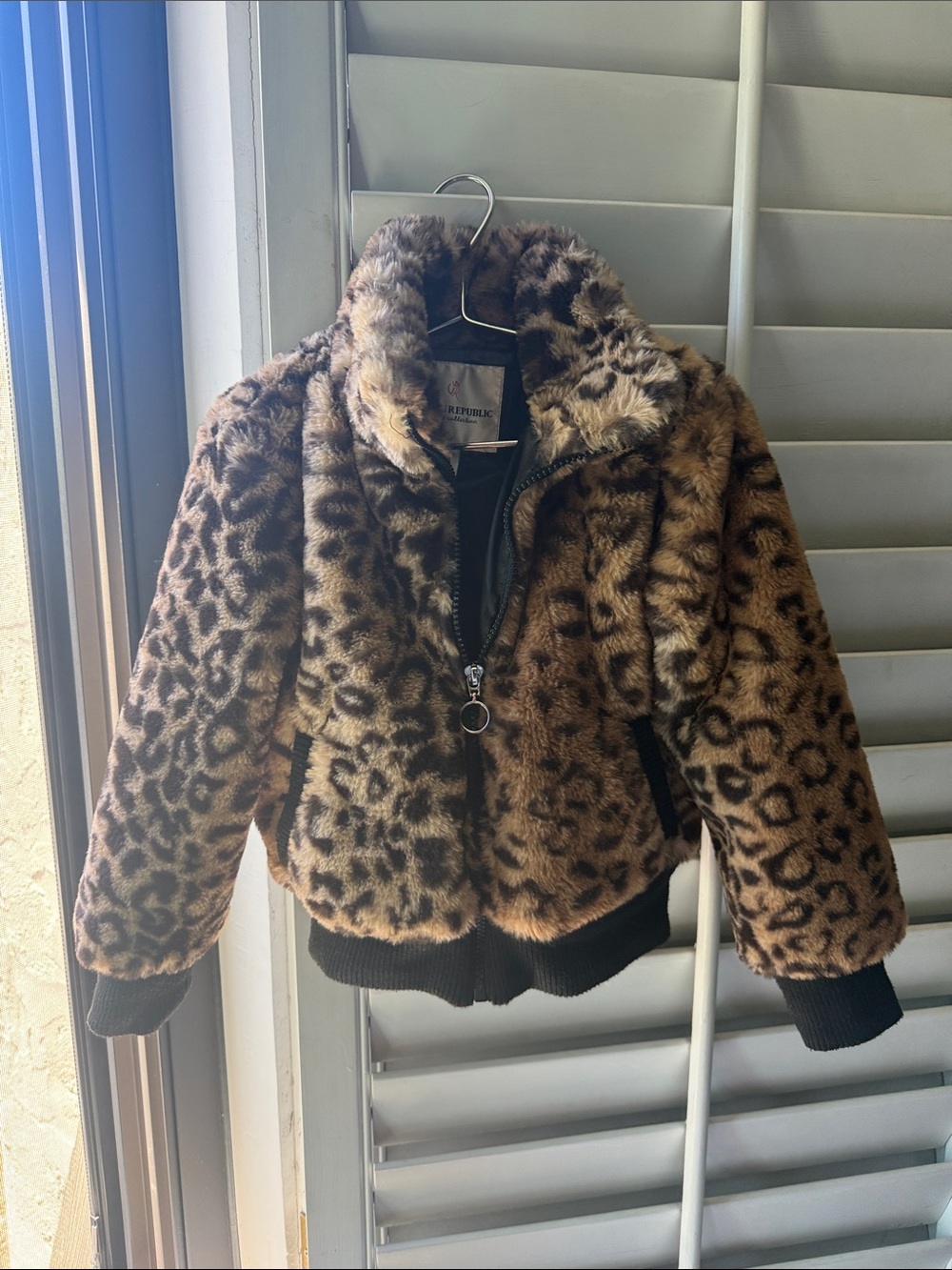Toddler Girls' Leopard Faux-Fur Bomber Jacket - Brown